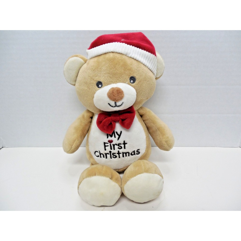 Carried Away My First Christmas Plush Toy Teddy Bear/Bow Tie/ Hat Brown 11 inch